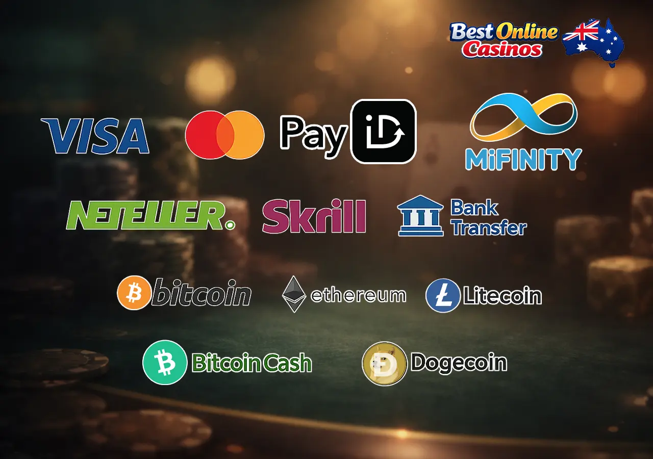 Available deposit and withdrawal methods at the casino
